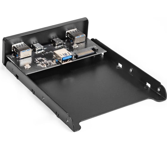 Планка USB на переднюю панель ExeGate U3H-622, 3,5", 2 TypeA +2 TypeC USB 3.2 Gen2 SuperSpeed USB 10Gbps , черная, металл, подсоединение к мат. плате 297553