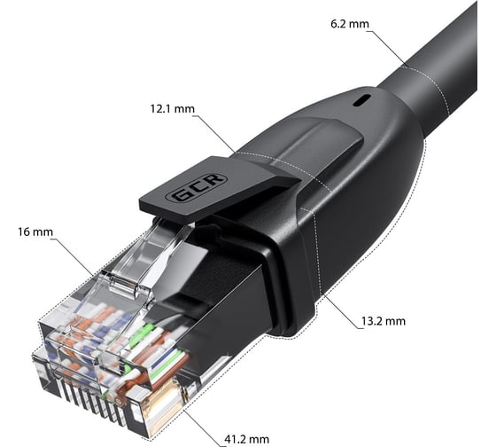 Патч-корд PROF GCR прямой 0.75 m, UTP медь, категория 6, черный, 24 AWG, 10 Гбит/с, RJ45, T568B VIV52I575