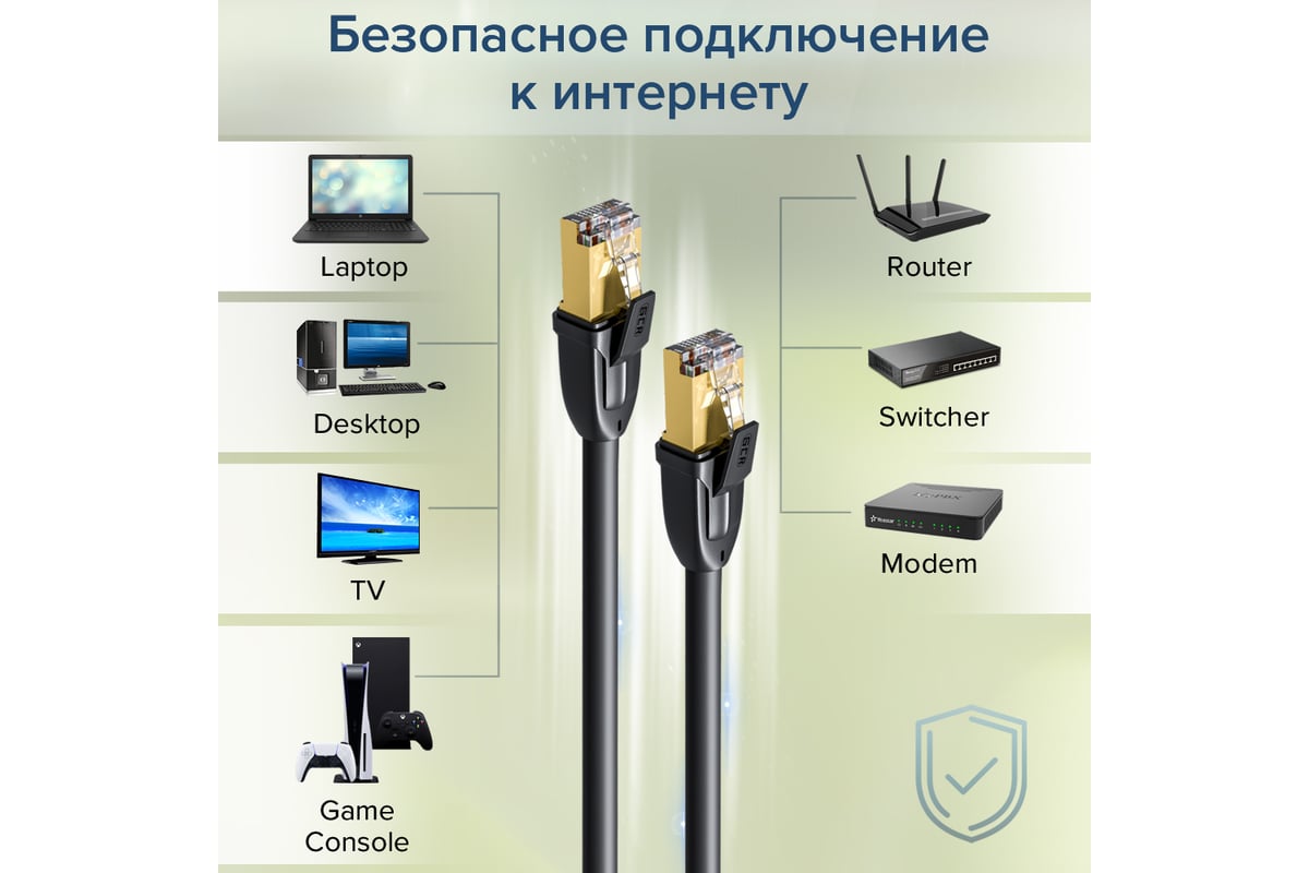 Прямой патч-корд GCR PROF 4.0m, категории 6, позолоченные контакты и  коннектор, чёрный VIV52I571