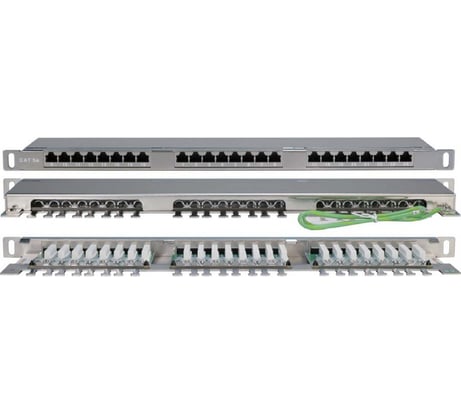 Патч-панель высокой плотности Hyperline PPHD-19-24-8P8C-C5E-SH-110D 19, 0.5U, 24 порта RJ-45, категория 5E, Dual IDC, экранированная 244077