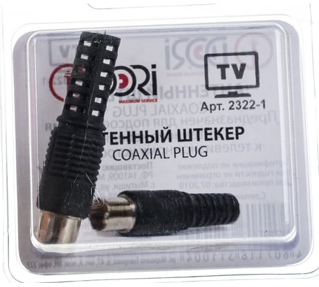 Антенный штекер DORI пластик чёрный 1 шт. в блистере 2322-1