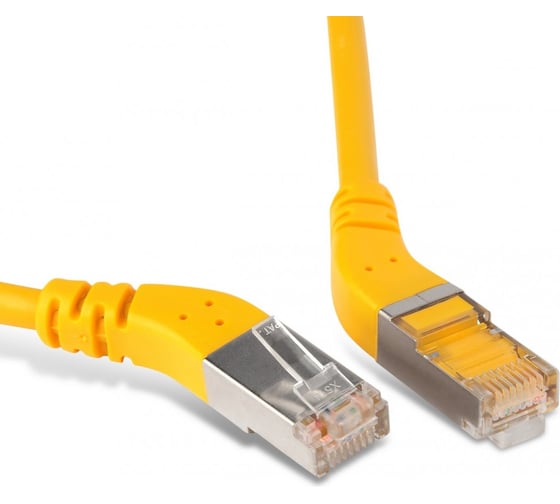 Патч-корд Hyperline PC-APM-STP-RJ45/R45-RJ45/R45-C5e-3M-LSZH-YL F/UTP угловой, экранированный 232940