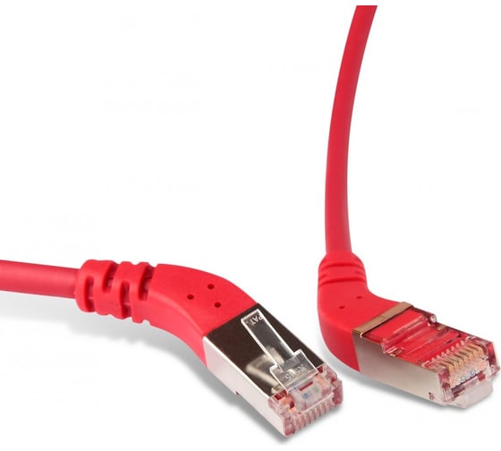 Патч-корд Hyperline PC-APM-STP-RJ45/R45-RJ45/R45-C6-1M-LSZH-RD F/UTP угловой, экранированный 233108