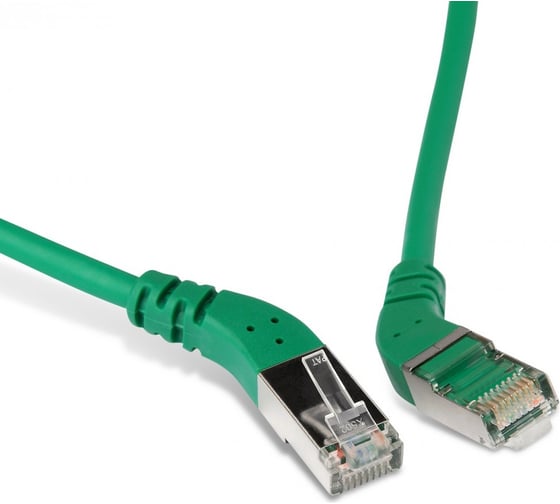 Патч-корд Hyperline PC-APM-STP-RJ45/R45-RJ45/R45-C6-1M-LSZH-GN F/UTP угловой, экранированный 233106