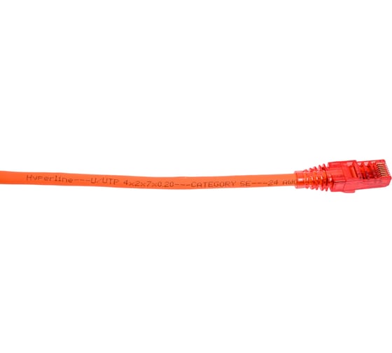 Патч-корд Hyperline PC-LPM-UTP-RJ45-RJ45-C5e-0.3M-LSZH-OR U/UTP, Cat.5е 100% Fluke Compon 229927
