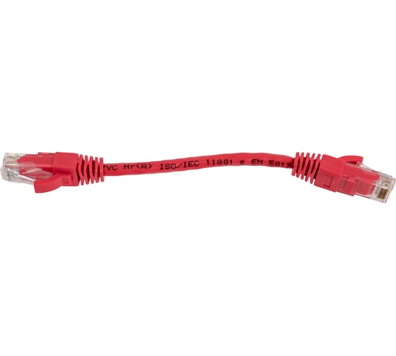 Шнур NIKOMAX, U/UTP 4 пары, Кат.5e, 7х0,205мм, PVC, красный, 0,15м NMC-PC4UD55B-001-RD