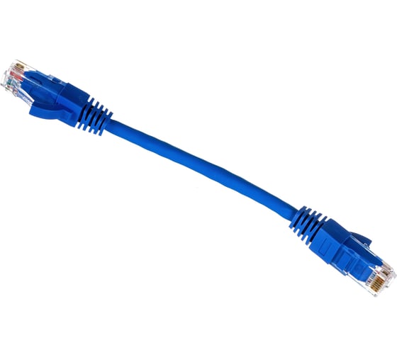 Шнур NIKOMAX, U/UTP 4 пары, Кат.5e, 7х0,205мм, синий, 0,15м NMC-PC4UD55B-001-C-BL