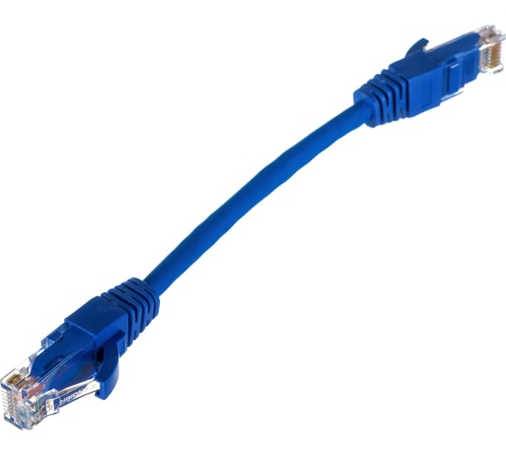 Шнур NIKOMAX, U/UTP 4 пары, Кат.5e, 7х0,205мм, синий, 0,15м NMC-PC4UD55B-001-C-BL