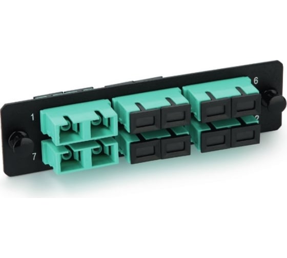 Панель для FO-19BX с 12 LC адаптерами Hyperline, FO-FPM-W120H32-12LC-AQ, 12 волокон, многом 47885 1