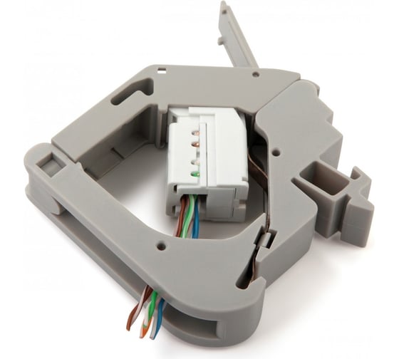 Крепление для Keystone Jack на DIN-рейку Hyperline, FP-IE-DIN-KJ-1A-GY, в распределительные щиты 237925