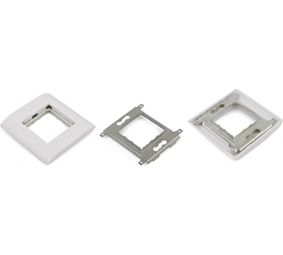 Лицевая панель Hyperline, FP-M45-1-WH, 80х80мм, для 2-х модулей 45х22.5 аналогов Mosaic 16286