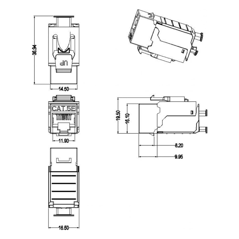 Вставка Hyperline KJ9-8P8C-C5e-90-SH-F-WH Keystone Jack RJ-45 8P8C ...