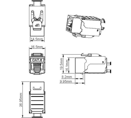 Вставка Hyperline KJ9-8P8C-C6-90-SH-F Keystone Jack RJ-45 8P8C, категория 6, экранированная 432597