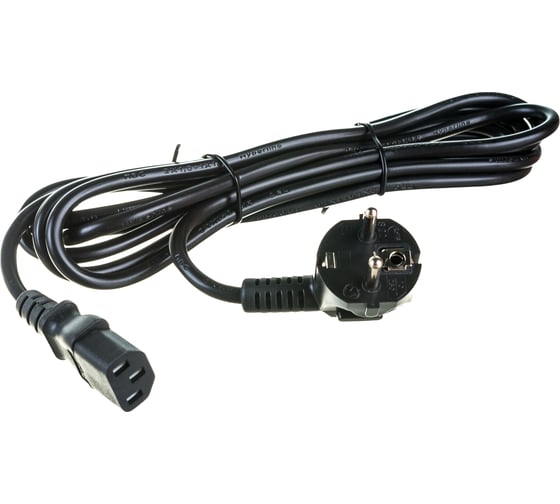 Кабель питания компьютера Hyperline PWC-IEC13-SHM-3.0-BK Schuko+C13 3x1.0, 10A, угловая вилка 34928