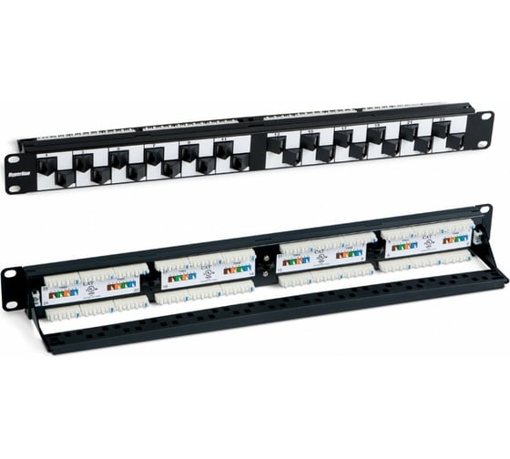 Патч-панель Hyperline PP2A-19-24S-8P8C-C5E-110 19, 1U, с угловыми портами, 24 порта RJ-45 44391