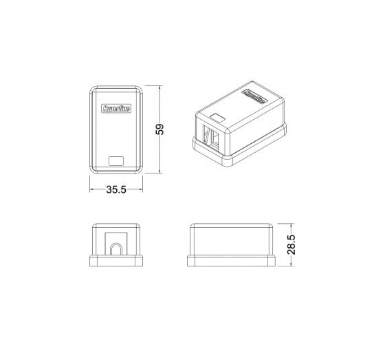 Корпус настенной розетки для установки 1-ой вставки типа Keystone Jack Hyperline, SBB3-1-WH 441126