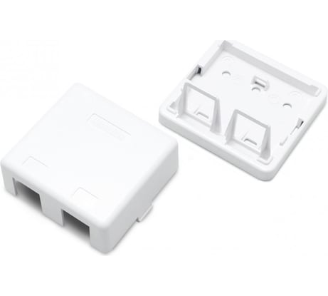 Корпус настенной розетки для установки 2-х вставок типа Keystone Jack Hyperline, SBB3-2-WH 441129