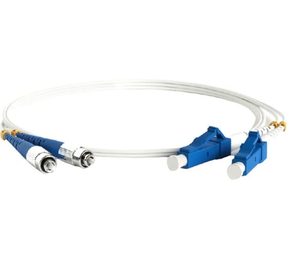 Волоконно-оптический шнур Hyperline FC-D2-9A1-FC/UR-LC/UR-H-1M-LSZH-WH патч-корд SM 9/12 39370 1