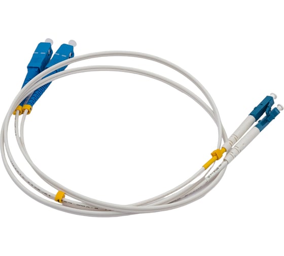 Волоконно-оптический шнур Hyperline FC-D2-9A1-LC/UR-SC/UR-H-1M-LSZH-WH патч-корд SM 9/125 39409
