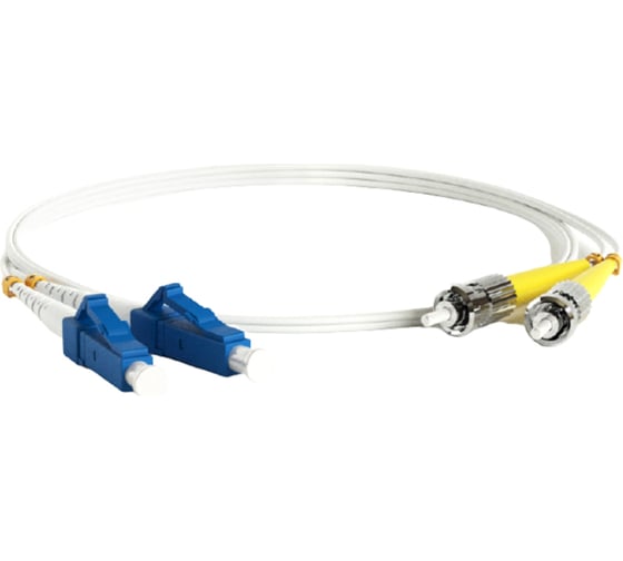 Волоконно-оптический шнур Hyperline FC-D2-9A1-LC/UR-ST/UR-H-1M-LSZH-WH патч-корд SM 9/12 39335 1