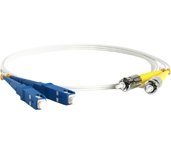 Волоконно-оптический шнур Hyperline FC-D2-9A1-SC/UR-ST/UR-H-2M-LSZH-WH патч-корд SM 9/125 238610 1