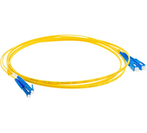 Волоконно-оптический шнур Hyperline FC-D2-9-LC/UR-SC/UR-H-2M-LSZH-YL патч-корд SM 9/125 28388