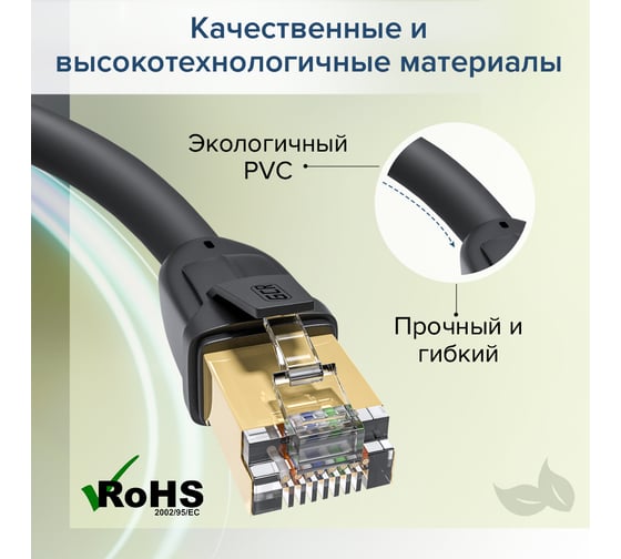 Прямой патч-корд FTP GCR PROF 3.0m чёрный медь категории 6 RJ45 VIV52I550
