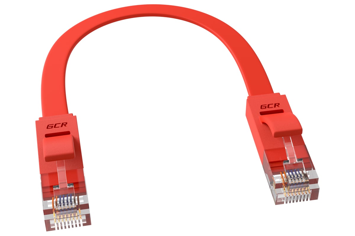 Патч-корд UTP GCR PROF 0.3m, медь категории 6, красный, 30 AWG, 10 Гбит ...
