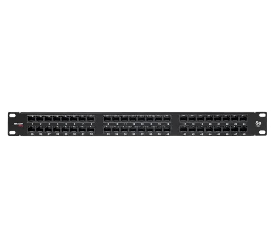 Патч-панель высокой плотности EKF TERACOM PRO 19'', Cat.5E, 1U, неэкранированная, UTP, 48 портов, RJ-45, Dual IDC, с органайзером TRP-PPNL-5EUTP-C1U48