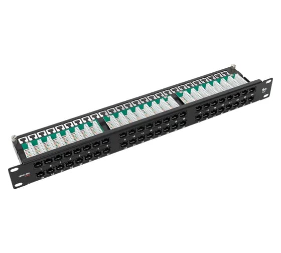 Патч-панель высокой плотности EKF TERACOM PRO 19'', Cat.5E, 1U, неэкранированная, UTP, 48 портов, RJ-45, Dual IDC, с органайзером TRP-PPNL-5EUTP-C1U48