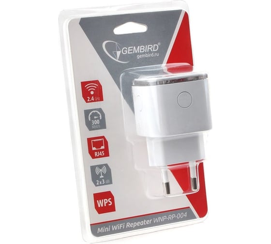 Усилитель Wi-Fi сигнала Gembird WNP-RP-004-W, 300 Мбит, белый