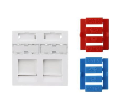 Вставка Hyperline, SIP3-2K-M45-45, 45x45 аналог Mosaic для 2х модулей Keystone Jack, со шторками 426177