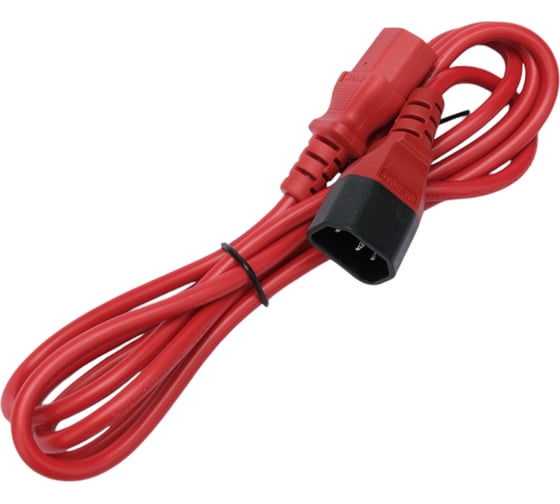Кабель питания Cablexpert (RU) C13-С14, 3x0.75мм2, 10A, с заземлением, медь, 1.8м, красный, пакет, PC-189-VDE-R-1.8M