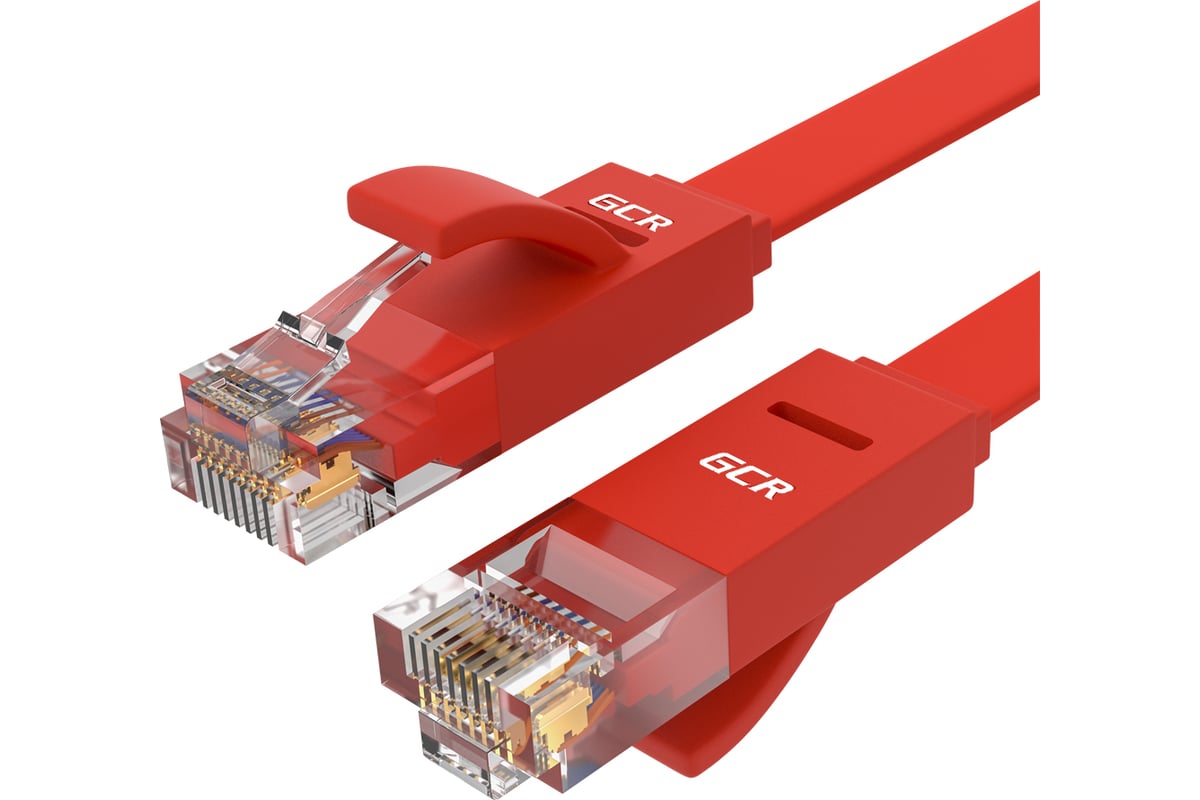 Патч-корд GCR PROF 0.5m, UTP медь кат.6, красный, 30 AWG, 10 Гбит/с ...