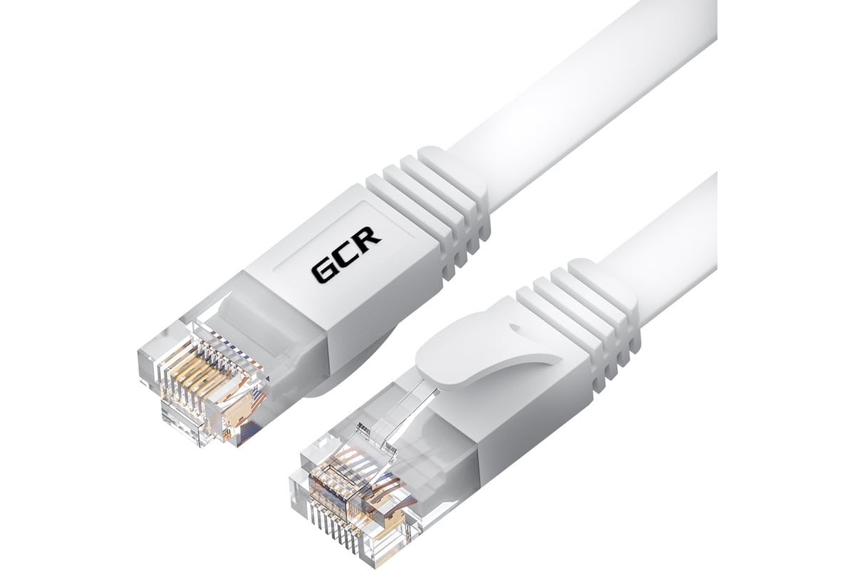 Патч-корд GCR PROF 5.0m, UTP медь кат.6, белый, 30 AWG, 10 Гбит/с, RJ45 ...