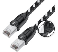 Патч-корд GCR PROF прямой 10.0m, STRONG черно-белый нейлон, 10 Гбит/с, T568B VIV52I780