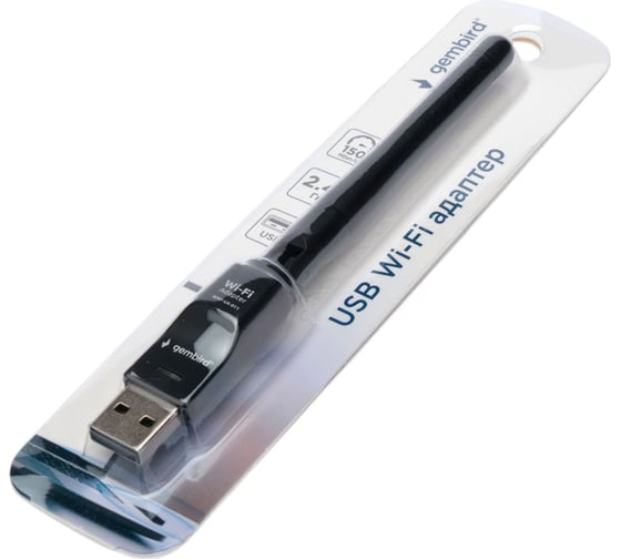 Сетевой адаптер Gembird WiFi, 150 Мбит, с антенной, USB, 802.11b/g/n, MT7601, WNP-UA-011