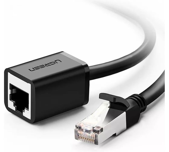 Удлинитель Ugreen NW112 (11281) Cat 6 F/UTP Ethernet RJ45 Extension Male/Female Patch Cords. Длина: 2м. Цвет: черный 11281_
