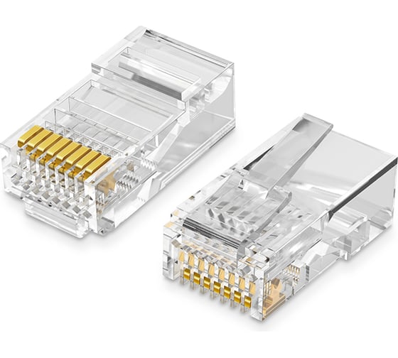 Коннектор Ugreen NW110 (50246) RJ45 Network Connector for UTP Cat 5, Cat 5e 100шт. Цвет: прозрачный 50246_