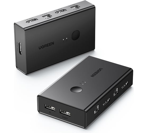 Переключатель Ugreen CM571 (90478) HDMI 2-1 KVM Switcher 4K-60Hz with Desktop Controller. Цвет: черный 90478_ 1