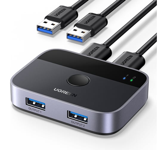 Переключатель Ugreen CM757 (35313) USB 3.0 2x2 Sharing Switcher. Цвет: черно-серый 35313_