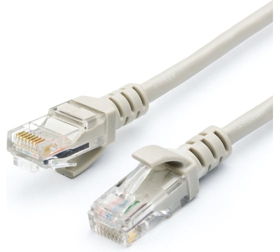 Патч-корд Retic UTP4 cat.5е RJ45-RJ45, литой коннектор, серый 7,5 м AT9165