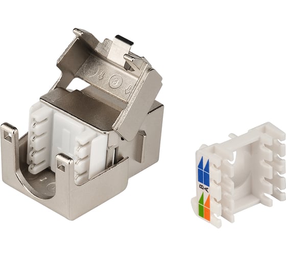 Модуль Keystone LANMASTER ToolLess, RJ45, экранированный, категория 6A, со встроенной шторкой, 180 градусов LAN-TK45S6A/180R