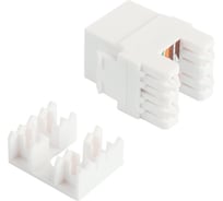 Модуль Keystone LANMASTER RJ45, неэкранированный, категория 6, со встроенной шторкой, 180 градусов, белый LAN-OK45U6/180R-WH