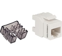 Модуль Keystone LANMASTER RJ45, неэкранированный, категория 6, без шторки, 180 градусов, белый LAN-OK45U6/180N-WH