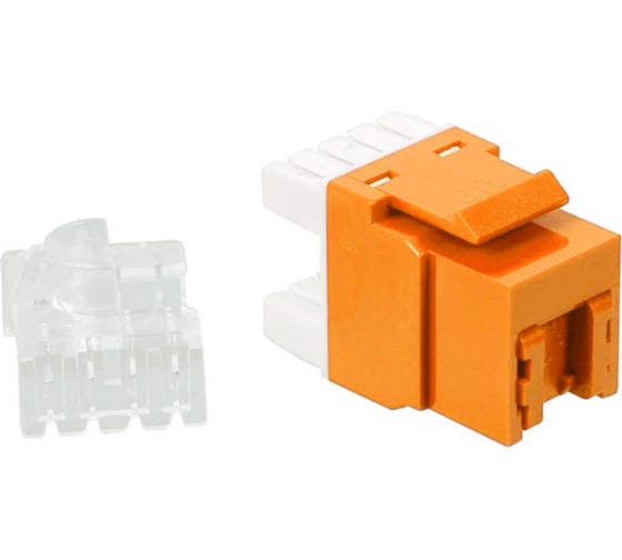 Модуль Keystone LANMASTER RJ45, неэкранированный, категория 6, без шторки, 180 градусов, оранжевый LAN-OK45U6/180N-OR 1