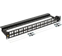 Патч-панель неэкранированная наборная LANMASTER 19" высокой плотности, 48 портов, 1U, с задним органайзером LAN-PPC48OK-UTP