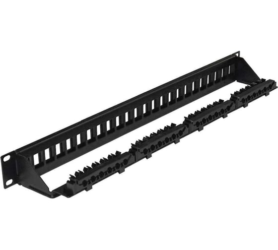 Патч-панель неэкранированная наборная LANMASTER 19", 24 порта, 1U, с задним органайзером с фиксаторами кабеля LAN-PPN24OK-UTP