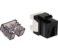 Модуль Keystone LANMASTER RJ45, неэкранированный, кат.5E, со встроенной шторкой, 180 градусов, черный LAN-OK45U5E/180R-BK