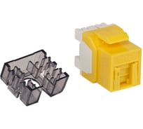 Модуль Keystone LANMASTER RJ45, неэкранированный, кат.5E, со встроенной шторкой, 180 градусов, желтый LAN-OK45U5E/180R-YL